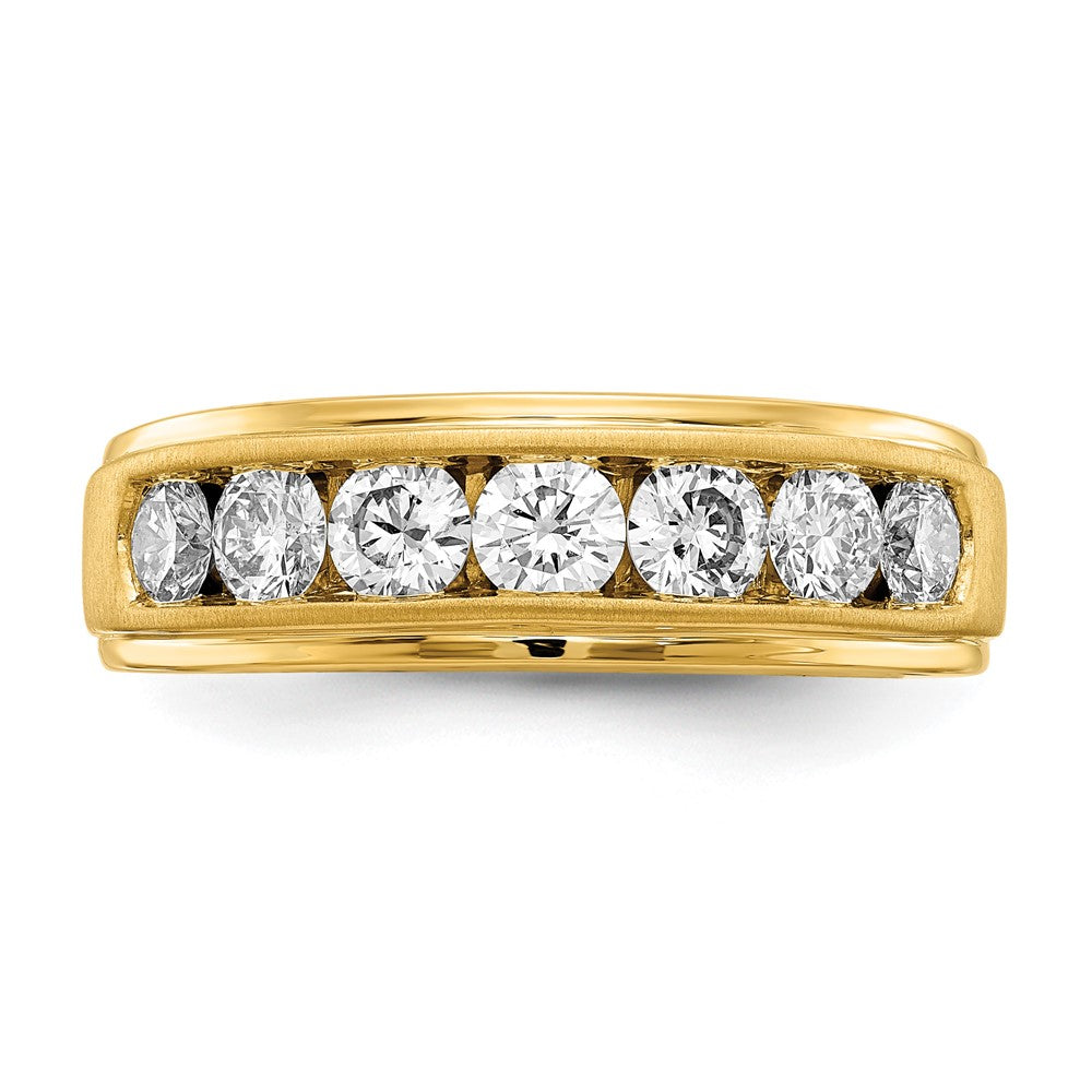 10K Gelbgold Herrenring mit 1,5 ct. im Labor gezüchteten Diamanten VS/SI+ G+, Siebensteinbesetzung