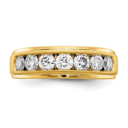 10K Gelbgold Herrenring mit 1,5 ct. im Labor gezüchteten Diamanten VS/SI+ G+, Siebensteinbesetzung