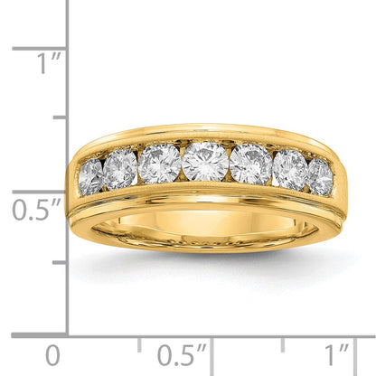 10K Gelbgold Herrenring mit 1,5 ct. im Labor gezüchteten Diamanten VS/SI+ G+, Siebensteinbesetzung