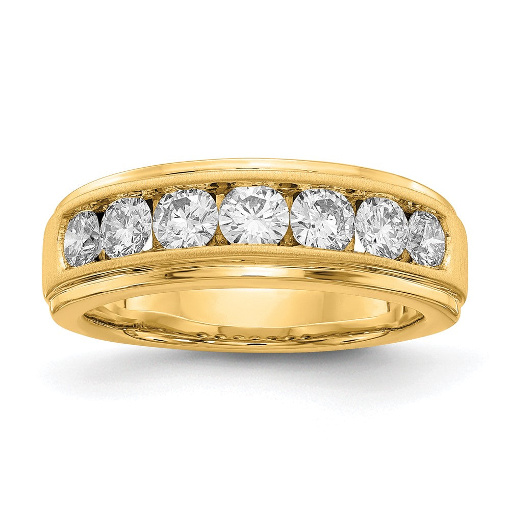 10K Gelbgold Herrenring mit 1,5 ct. im Labor gezüchteten Diamanten VS/SI+ G+, Siebensteinbesetzung