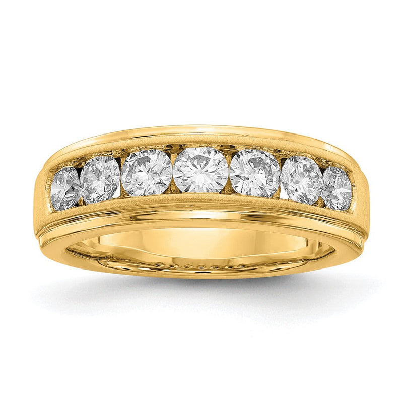10K Gelbgold Herrenring mit 1,5 ct. im Labor gezüchteten Diamanten VS/SI+ G+, Siebensteinbesetzung
