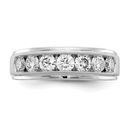 10K Weißgold Herrenring mit 1,5 ct. im Labor gezüchteten Diamanten VS/SI+ G+, sieben Steine