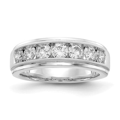 10K Weißgold Herrenring mit 1,5 ct. im Labor gezüchteten Diamanten VS/SI+ G+, sieben Steine