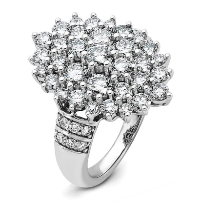 14K Weißgold 2 5/8 Karat Im Labor Gezüchtet Diamant Vs/si+ G+ Komplett Cluster Mode Ring