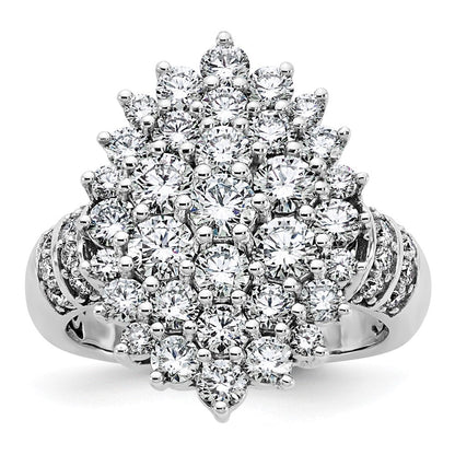14K Weißgold 2 5/8 Karat Im Labor Gezüchtet Diamant Vs/si+ G+ Komplett Cluster Mode Ring