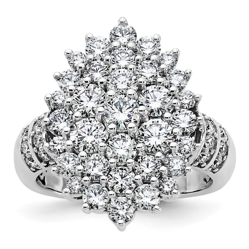 14K Weißgold 2 5/8 Karat Im Labor Gezüchtet Diamant Vs/si+ G+ Komplett Cluster Mode Ring