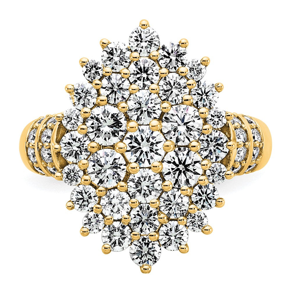 14K Gelbgold 2 5/8 Karat Im Labor Gezüchtet Diamant Vs/si+ G+ Komplett Cluster Mode Ring