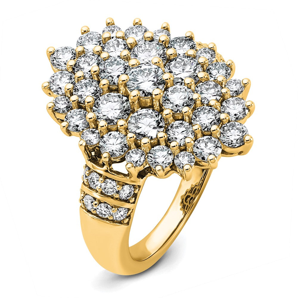 14K Gelbgold 2 5/8 Karat Im Labor Gezüchtet Diamant Vs/si+ G+ Komplett Cluster Mode Ring