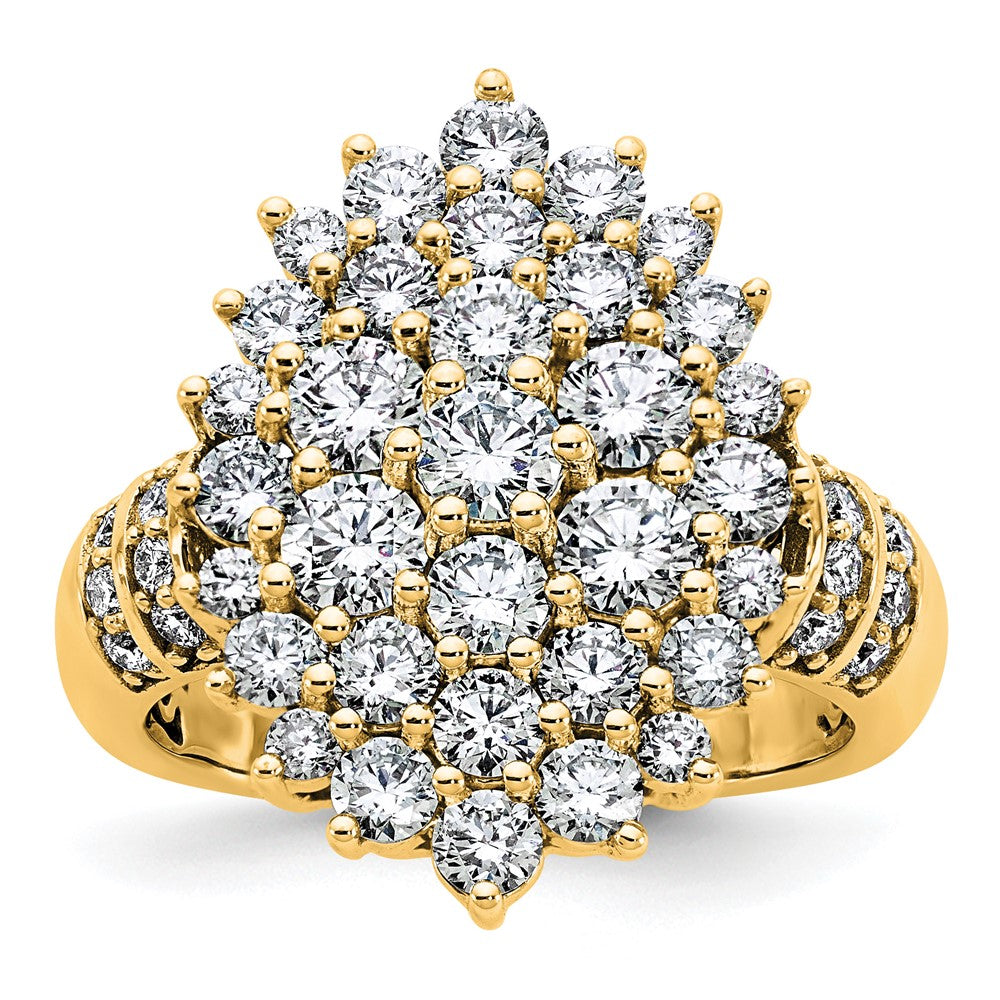 14K Gelbgold 2 5/8 Karat Im Labor Gezüchtet Diamant Vs/si+ G+ Komplett Cluster Mode Ring