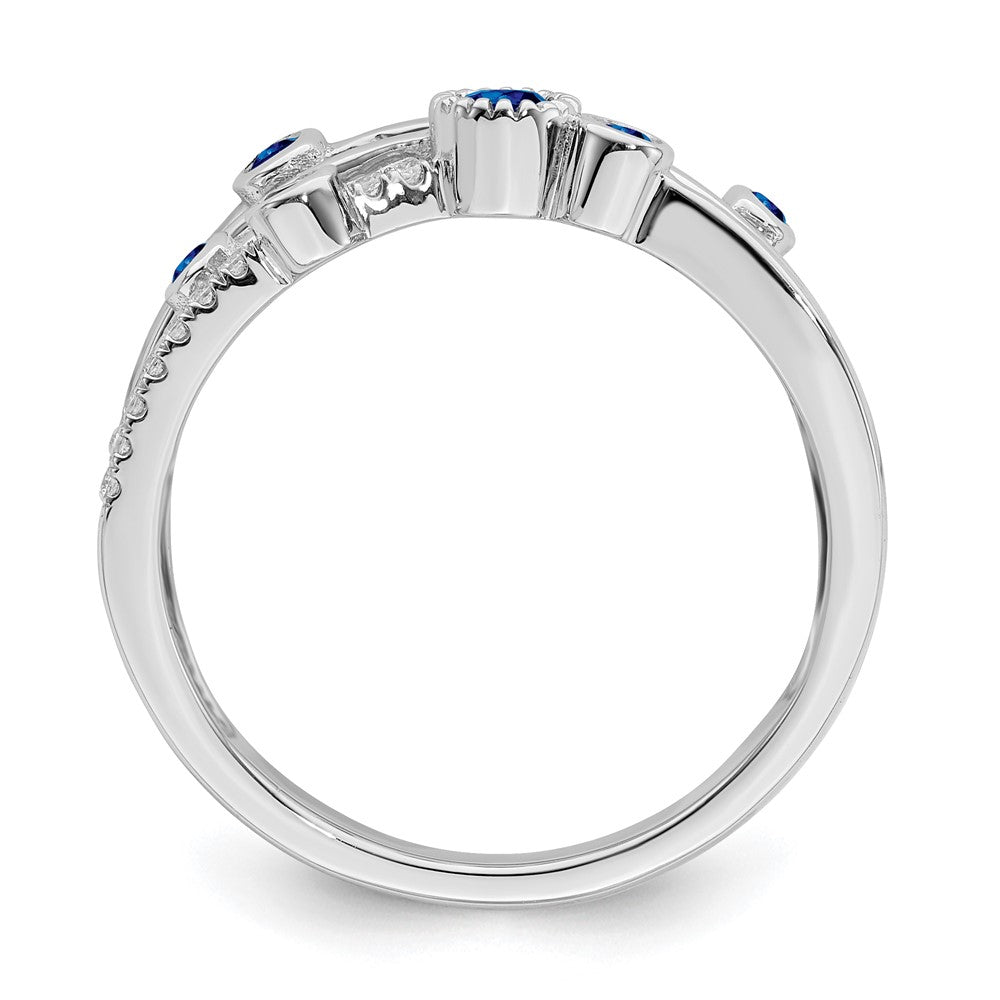 14K Weißgold Ring mit Smaragd und echten Diamanten
