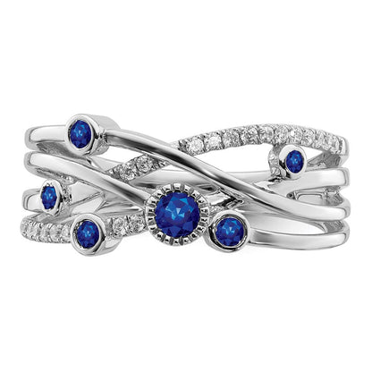14K Weißgold Ring mit Smaragd und echten Diamanten