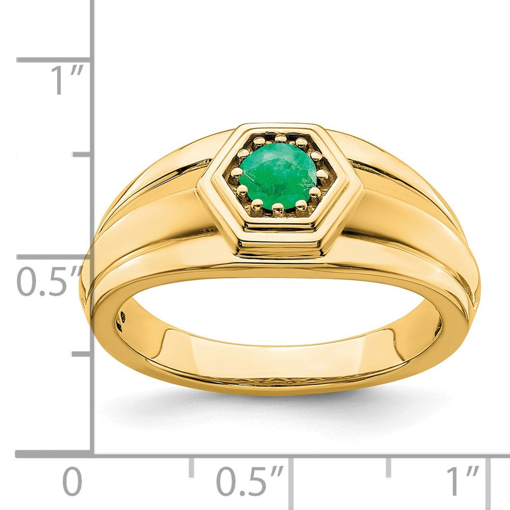 14K Gelbgold Ring mit Smaragd für Herren