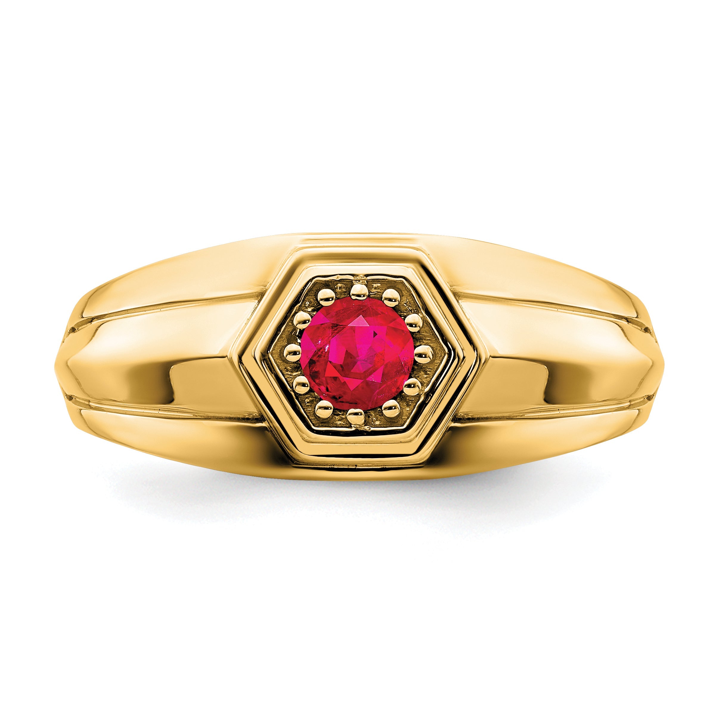 14K Gelbgold Herrenring mit Rubin