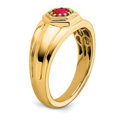 14K Gelbgold Herrenring mit Rubin