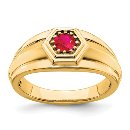 14K Gelbgold Herrenring mit Rubin