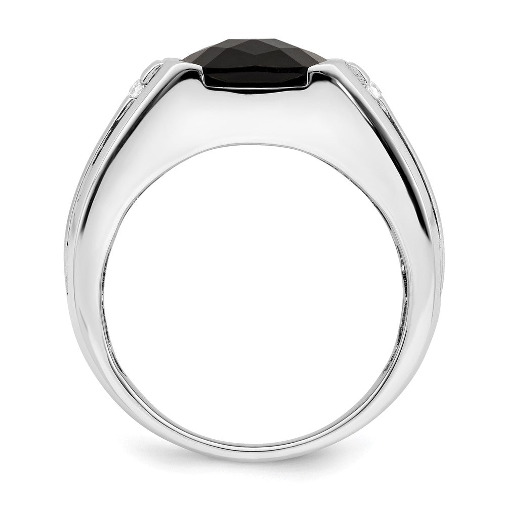 14K Weißgold Ring mit Onyx und echten Diamanten für Herren