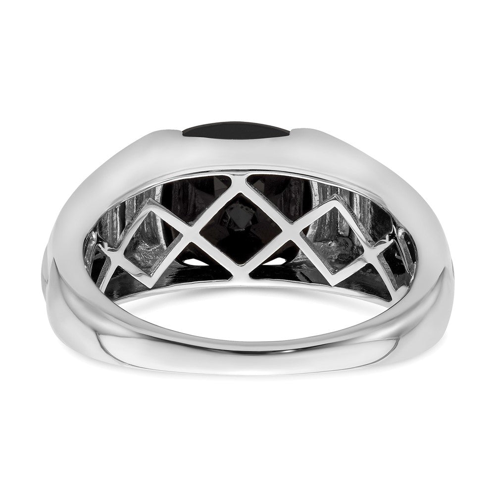 14K Weißgold Ring mit Onyx und echten Diamanten für Herren
