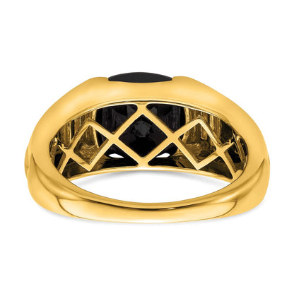 14K Gelbgold Herrenring mit Onyx und echten Diamanten