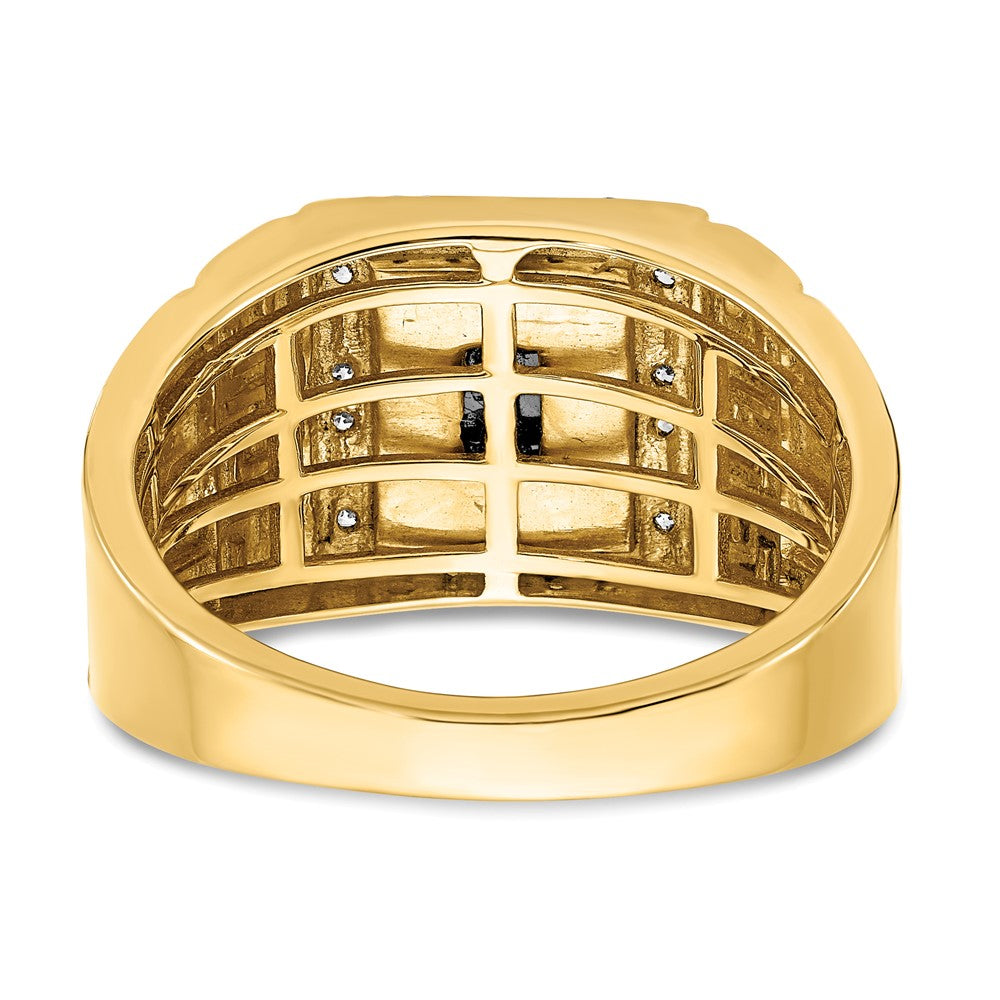 14K Gelbgold Herrenring mit Onyx, echten Diamanten und griechischem Mäanderdesign