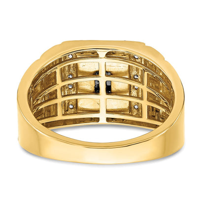 14K Gelbgold Herrenring mit Onyx, echten Diamanten und griechischem Mäanderdesign