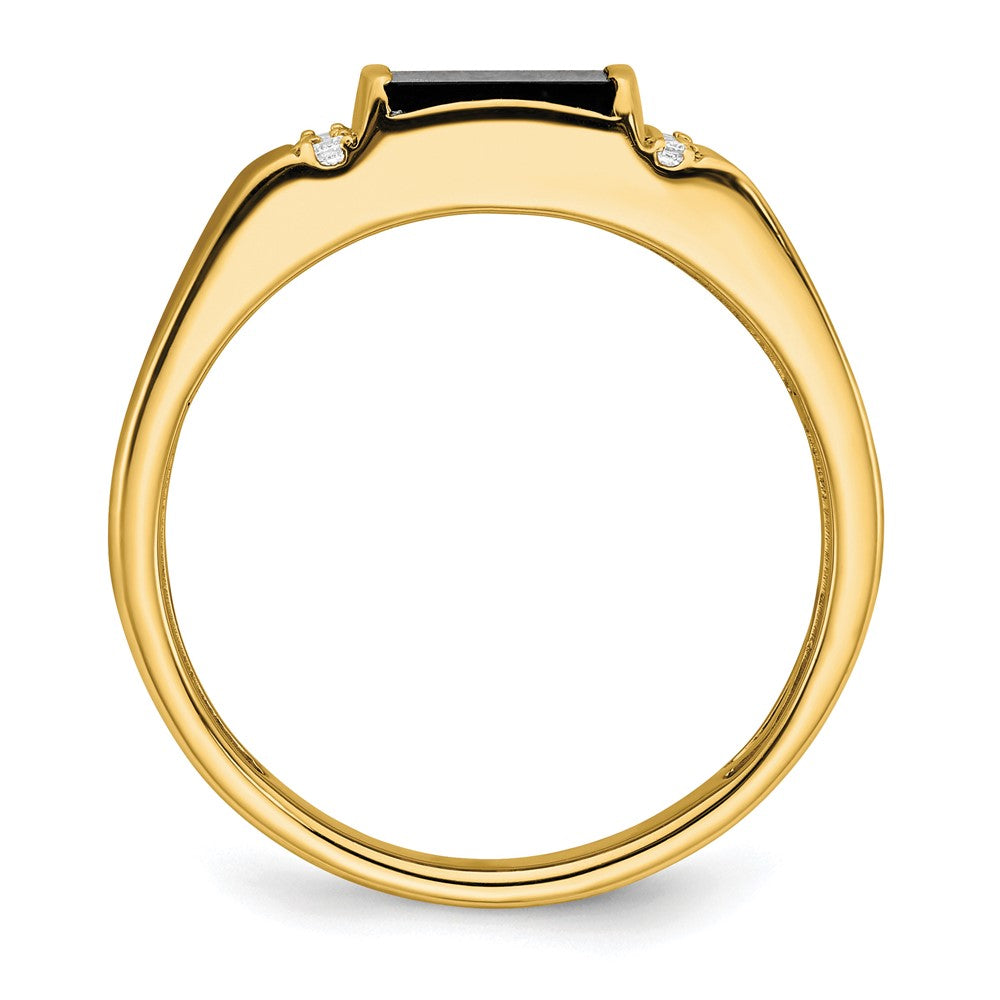 14K Gelbgold Ring mit 0,125 ct. Labor gezüchtetem Diamant VS/SI+ G+ und Onyx für Herren