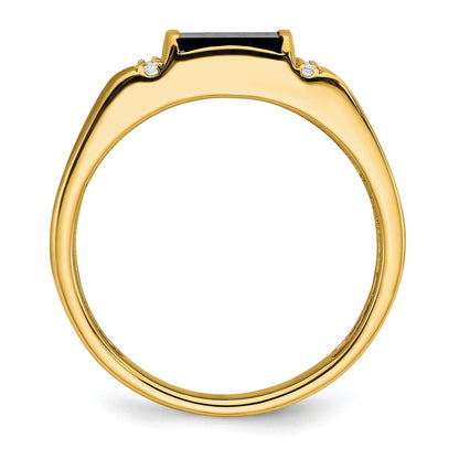 14K Gelbgold Ring mit 0,125 ct. Labor gezüchtetem Diamant VS/SI+ G+ und Onyx für Herren