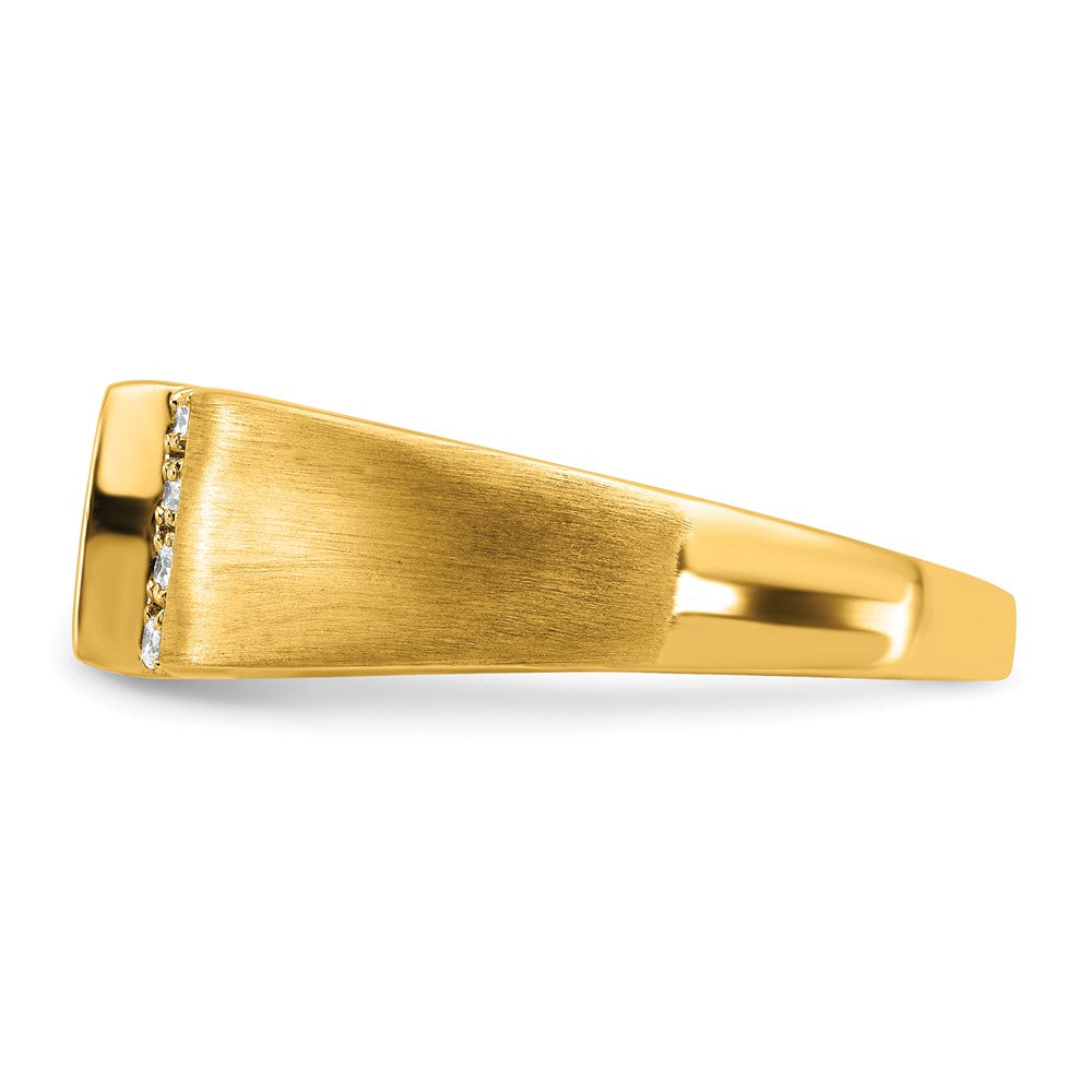 14K Gelbgold Ring mit quadratischem Onyx und echten Diamanten für Herren