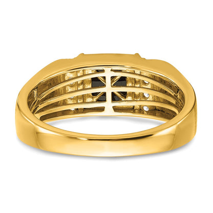 14K Gelbgold Ring mit 0,125 ct. Labor gezüchtetem Diamant VS/SI+ G+ und Onyx für Herren