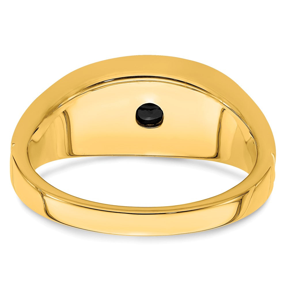 14K Gelbgold Ring mit Onyx und echten Diamanten für Herren