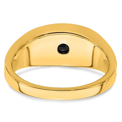 14K Gelbgold Ring mit Onyx und echten Diamanten für Herren
