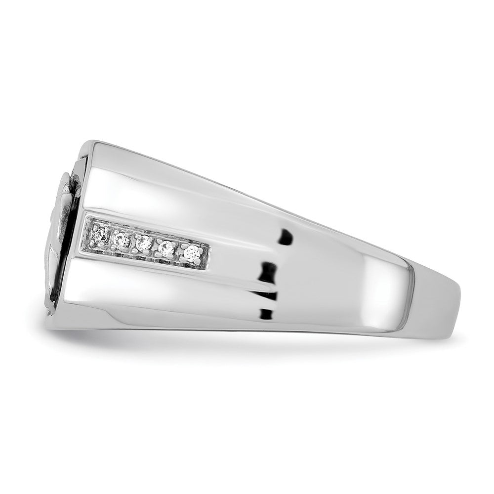 14K Weißgold Herrenring mit Onyx und echten Diamanten in Adler-Design