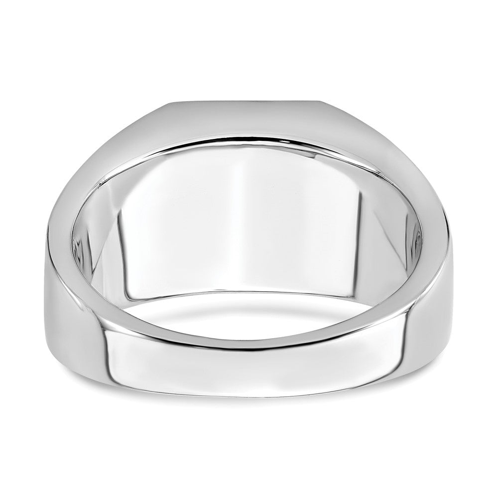 14K Weißgold Herrenring mit Onyx und echten Diamanten in Adler-Design