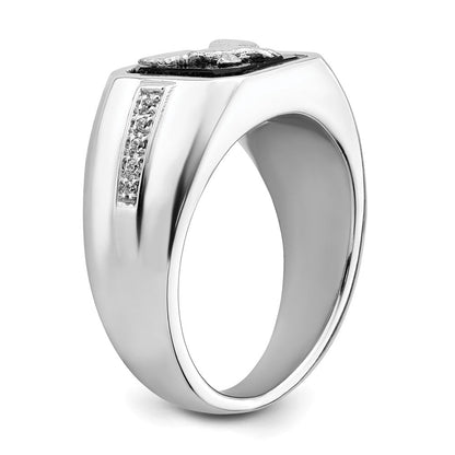 14K Weißgold Herrenring mit Onyx und echten Diamanten in Adler-Design