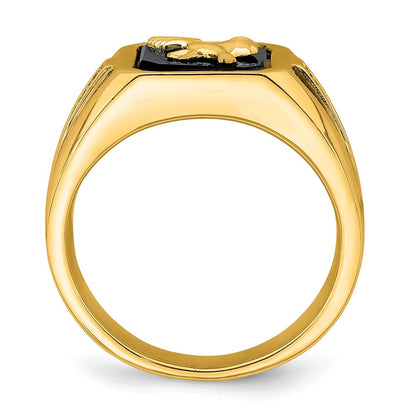 Herren-Ring "Adler" aus 14K Gelbgold mit Onyx und echten Diamanten
