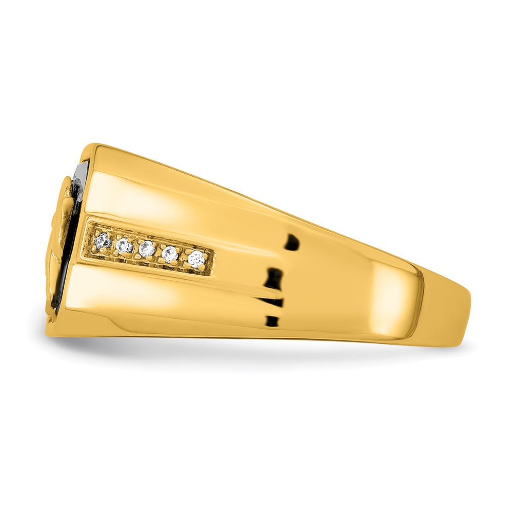 Herren-Ring "Adler" aus 14K Gelbgold mit Onyx und echten Diamanten