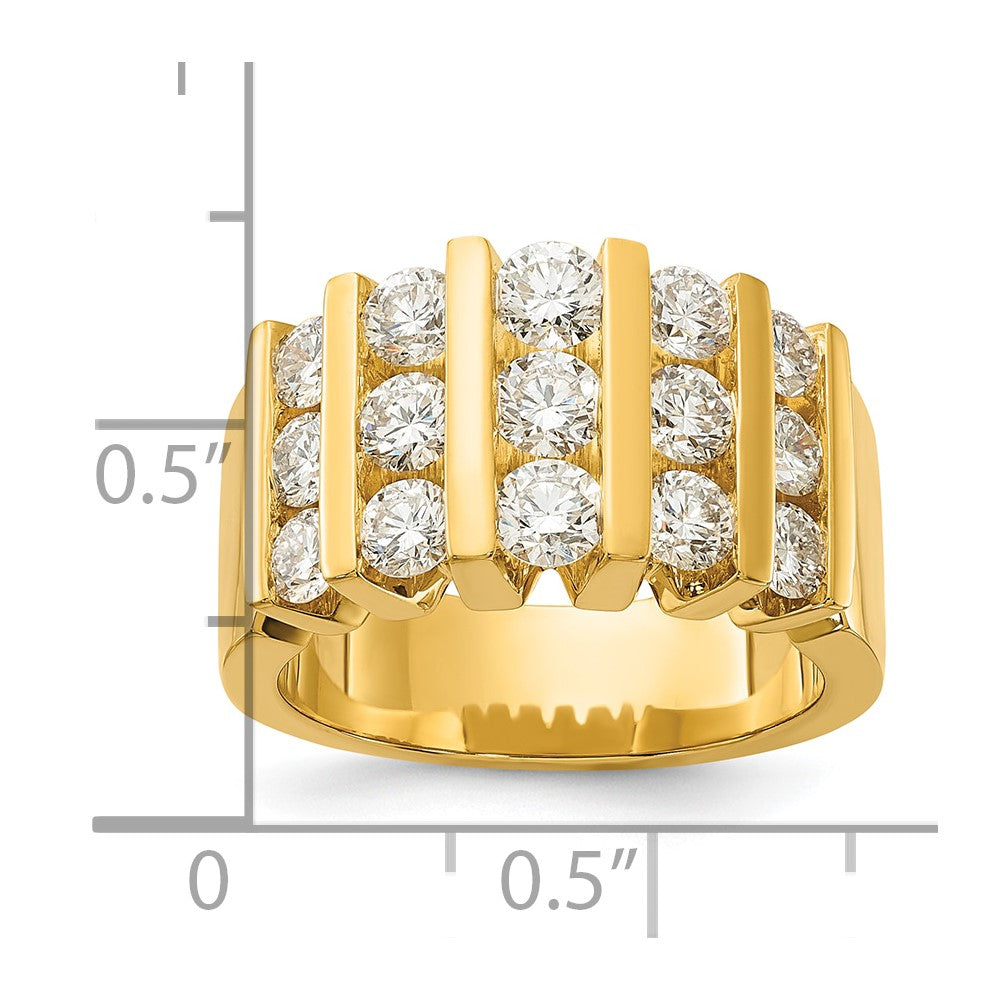 14K Gelbgold Ring mit 2 ct. im Labor gezüchteten Diamanten, VS/SI