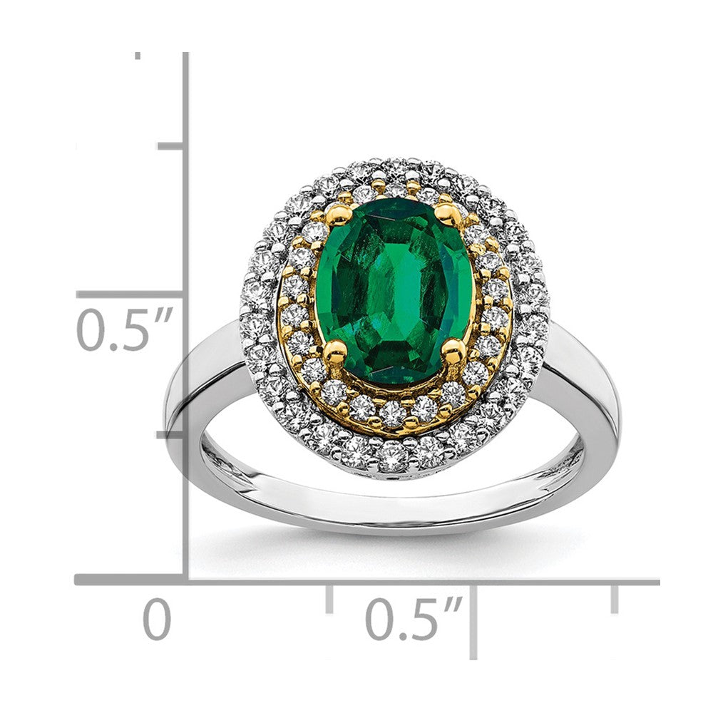 14K Bicolor Ring mit 0,5 ct. Labordiamant VS/SI+ G+ und Laborsmaragd