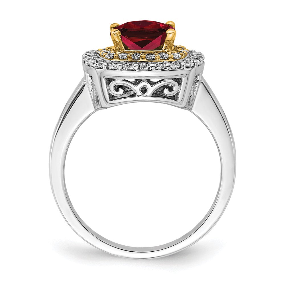 14K Bicolor Ring mit 0,5 ct. laborgezüchtetem Diamant VS/SI+ G+ und laborgezüchtetem Rubin