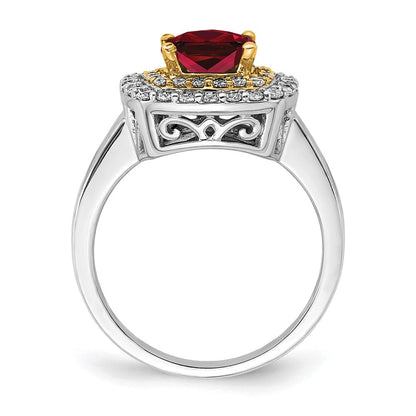 14K Bicolor Ring mit 0,5 ct. laborgezüchtetem Diamant VS/SI+ G+ und laborgezüchtetem Rubin