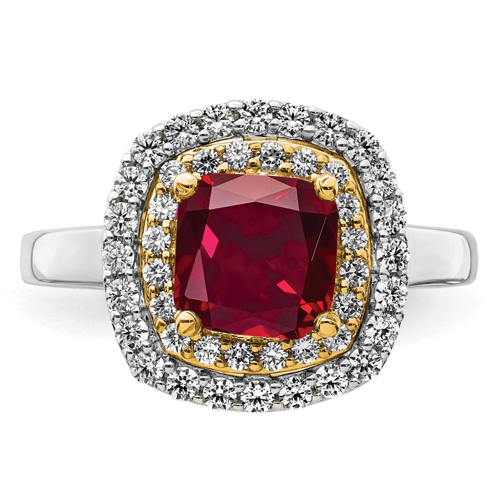 14K Bicolor Ring mit 0,5 ct. laborgezüchtetem Diamant VS/SI+ G+ und laborgezüchtetem Rubin