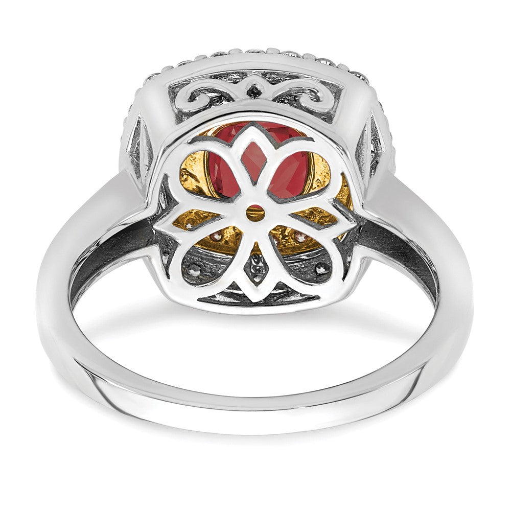 14K Bicolor Ring mit 0,5 ct. laborgezüchtetem Diamant VS/SI+ G+ und laborgezüchtetem Rubin