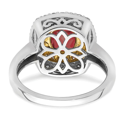 14K Bicolor Ring mit 0,5 ct. laborgezüchtetem Diamant VS/SI+ G+ und laborgezüchtetem Rubin