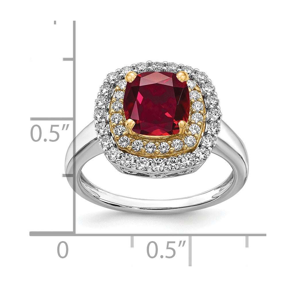 14K Bicolor Ring mit 0,5 ct. laborgezüchtetem Diamant VS/SI+ G+ und laborgezüchtetem Rubin