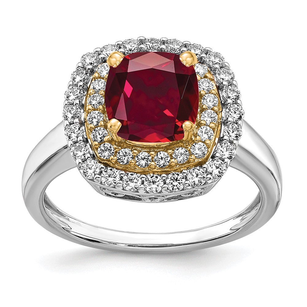 14K Bicolor Ring mit 0,5 ct. laborgezüchtetem Diamant VS/SI+ G+ und laborgezüchtetem Rubin