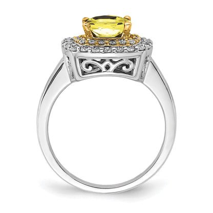 14K Bicolor Fashion-Ring mit 0,5 ct. im Labor gezüchtetem Diamant VS/SI+ G+ und im Labor gezüchtetem Gelbsaphir