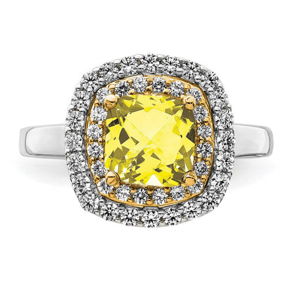 14K Bicolor Fashion-Ring mit 0,5 ct. im Labor gezüchtetem Diamant VS/SI+ G+ und im Labor gezüchtetem Gelbsaphir