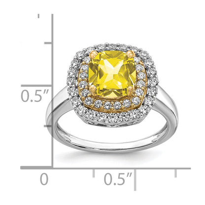 14K Bicolor Fashion-Ring mit 0,5 ct. im Labor gezüchtetem Diamant VS/SI+ G+ und im Labor gezüchtetem Gelbsaphir
