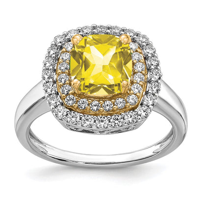14K Bicolor Fashion-Ring mit 0,5 ct. im Labor gezüchtetem Diamant VS/SI+ G+ und im Labor gezüchtetem Gelbsaphir