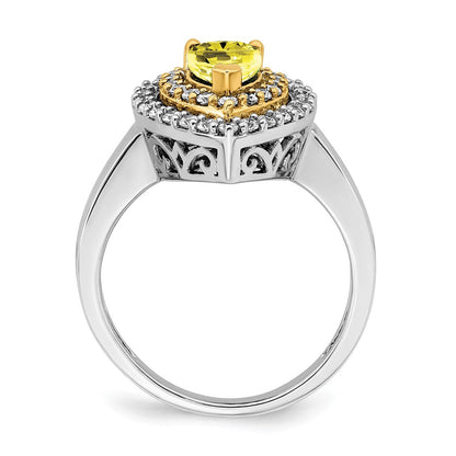 14K Bicolor 0,5 ct. laborgezüchteter Diamant VS/SI+ G+ und synthetischer gelber Saphir Fashion-Ring
