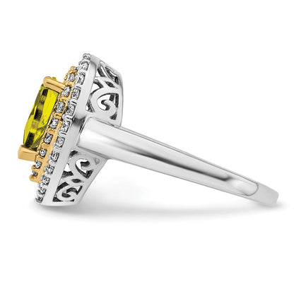 14K Bicolor 0,5 ct. laborgezüchteter Diamant VS/SI+ G+ und synthetischer gelber Saphir Fashion-Ring